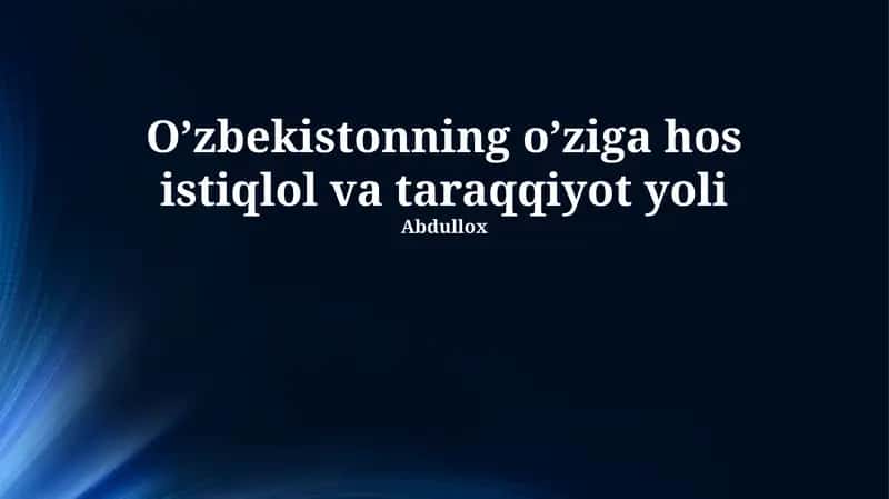 Oʻzbekistonning Sovet Ittifoqi Davridagi Holati