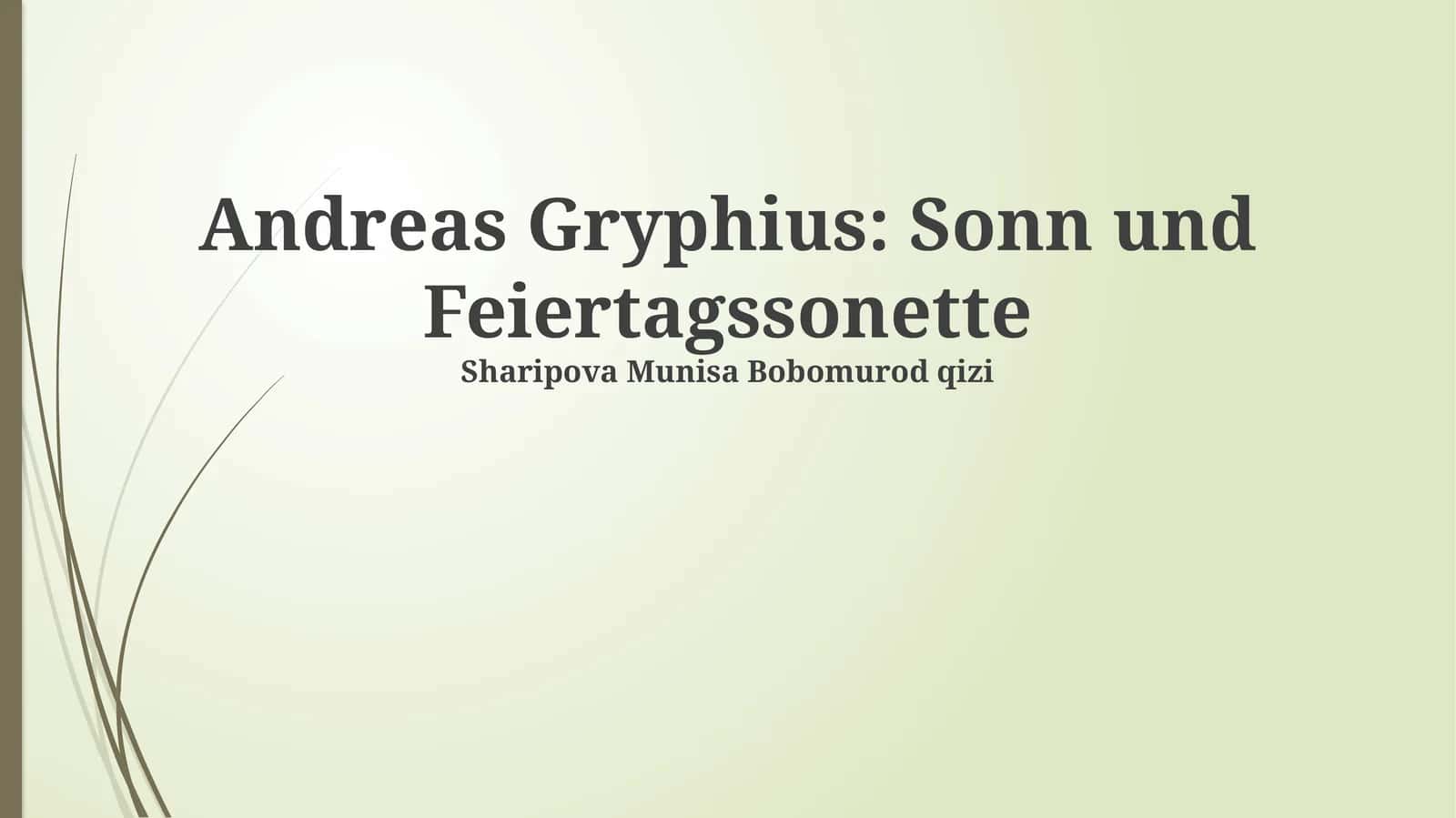 Sonn und Feiertagssonette