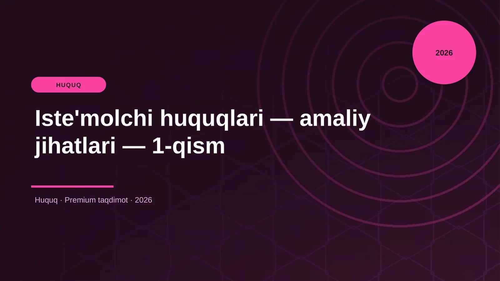Iste'molchi huquqlari — amaliy jihatlari — 1-qism