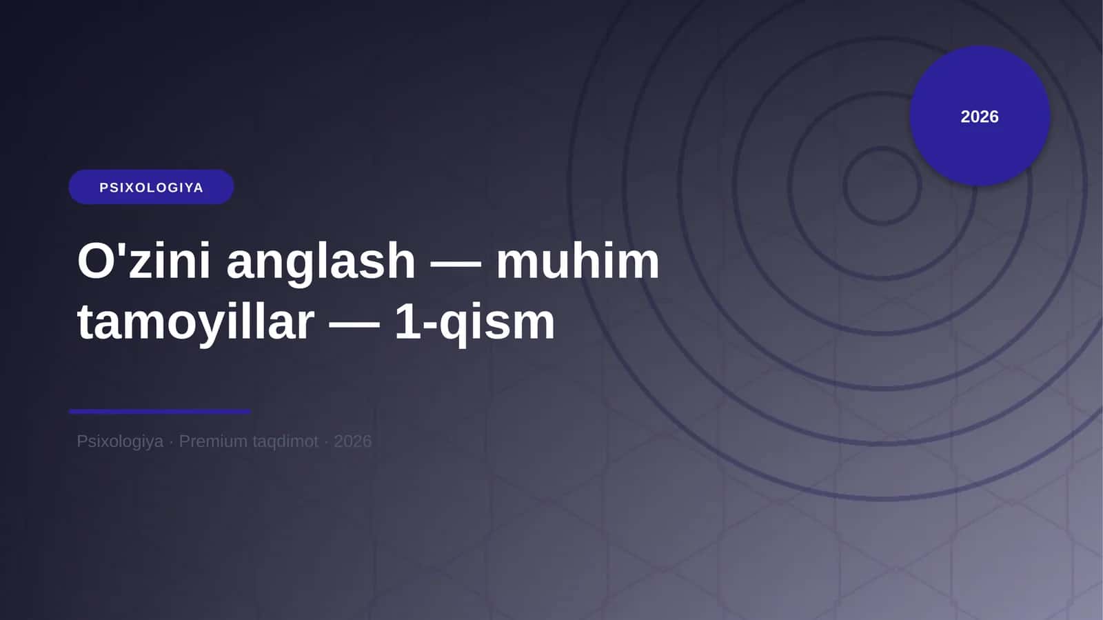 O'zini anglash — muhim tamoyillar — 1-qism