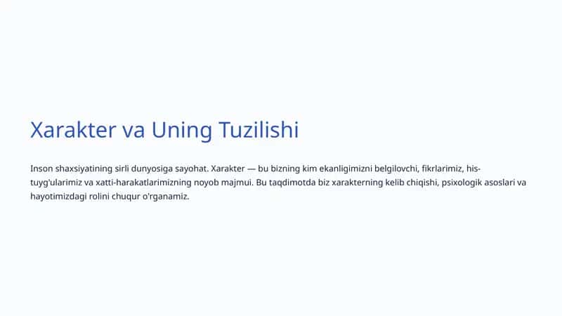 Xarakter va Uning Tuzilishi