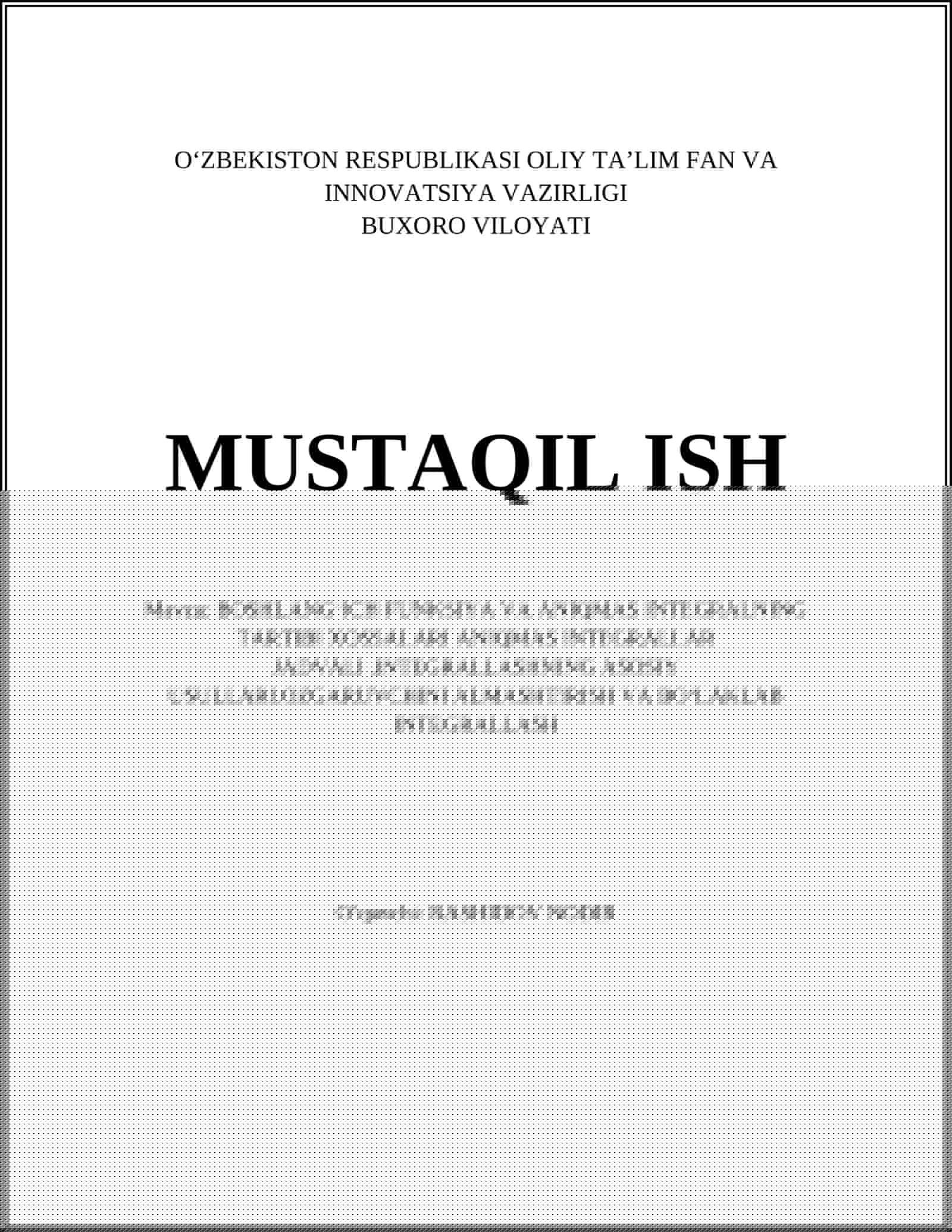 Boshlangʻich funktsiya va aniqmas integralning tartibi xossalari