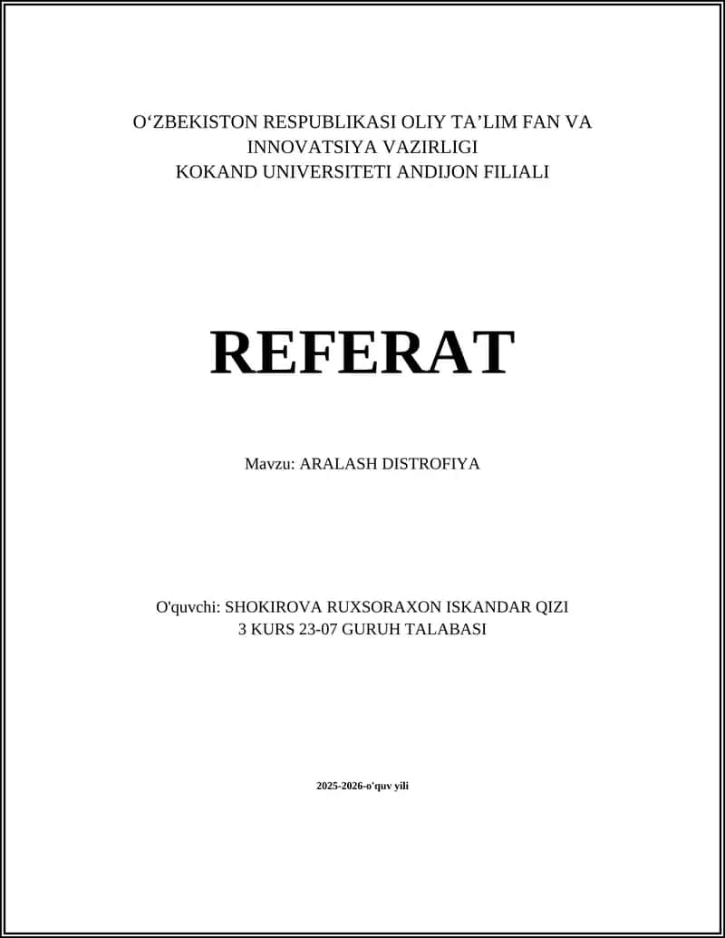 Aralash Distrofiya Referat