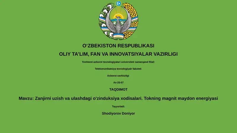 Zanjirni uzish va ulashdagi o'zinduksiya xodisalari