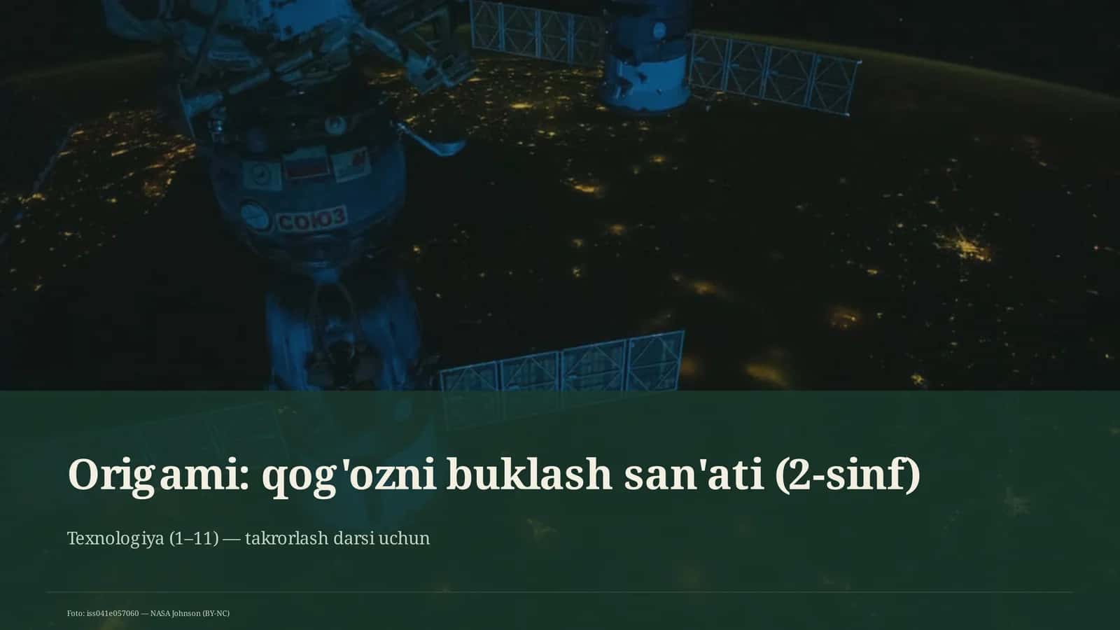 Origami: qog'ozni buklash san'ati (2-sinf)