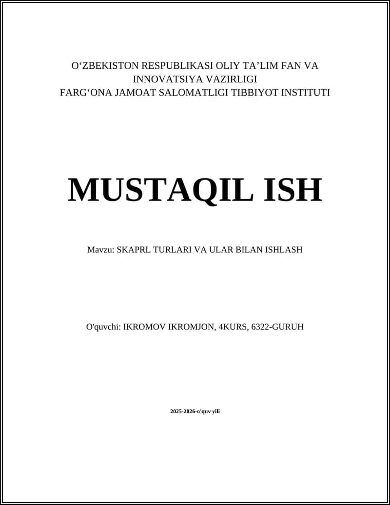 SKAPRL TURLARI VA ULAR BILAN ISHLASH