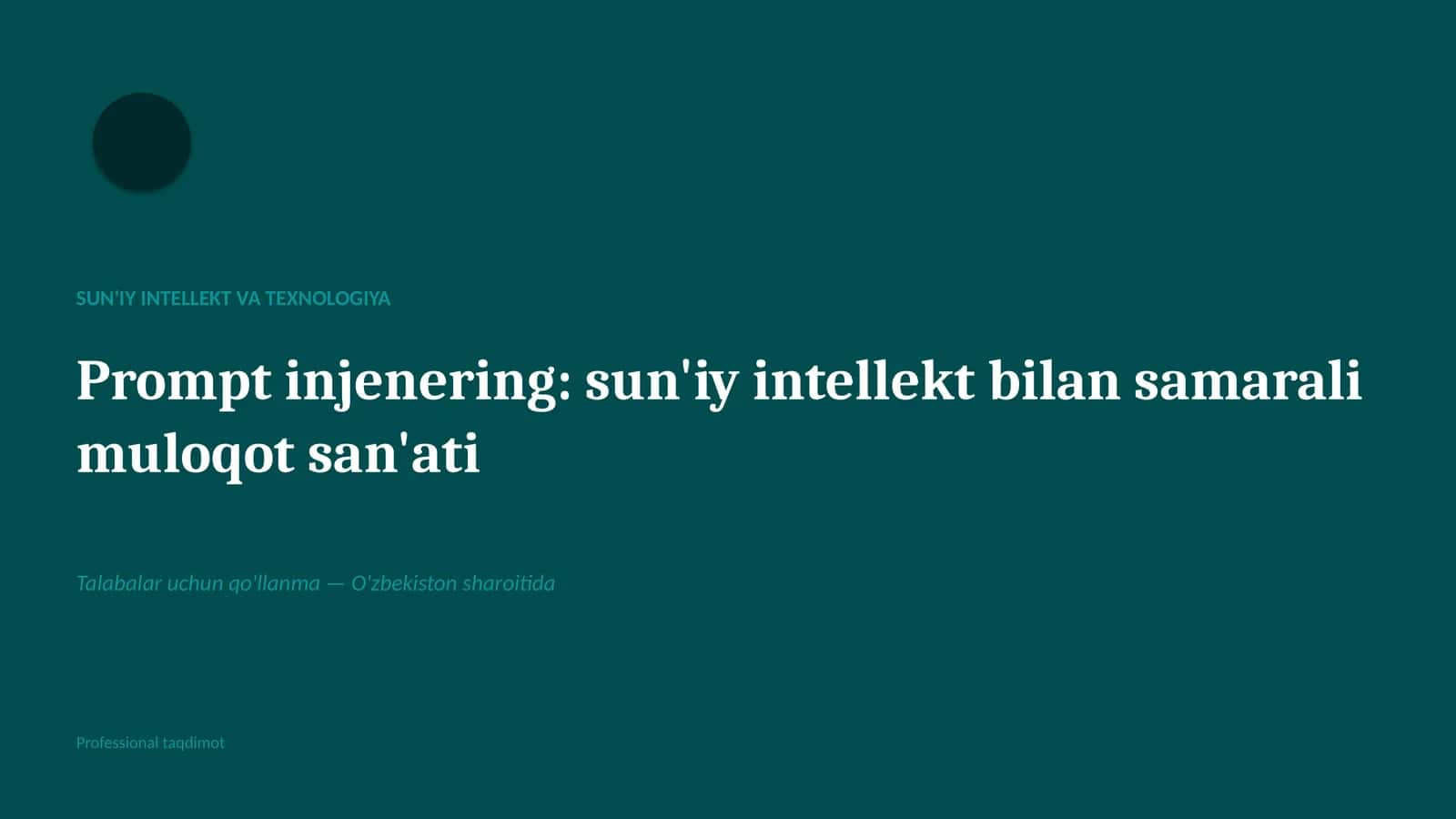 SUN'IY INTELLEKT VA TEXNOLOGIYA