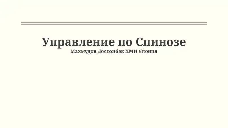 Управление по Спинозе