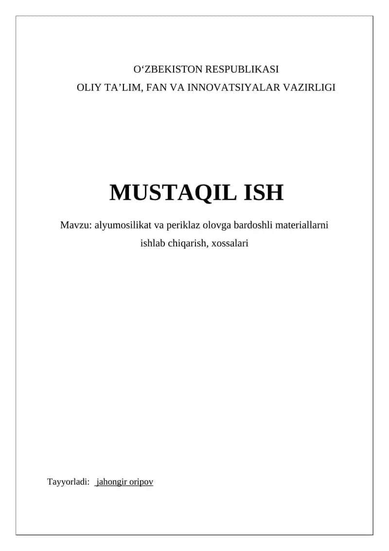 Alumosilikat va Periklaz Refrakter Materiallar Ishlab Chiqarish