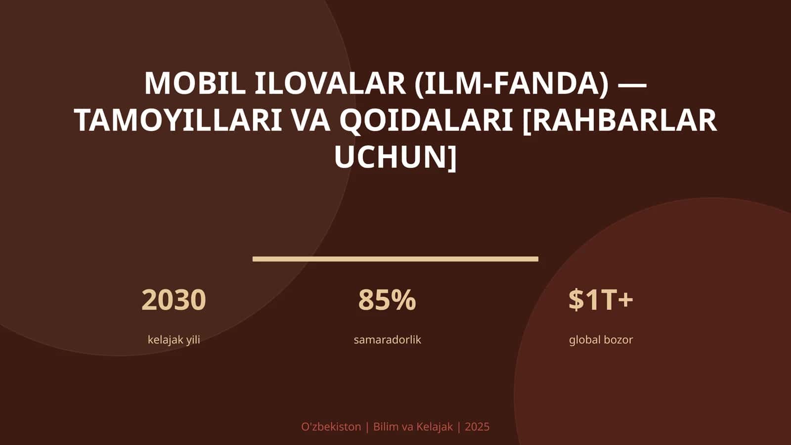 MOBIL ILOVALAR (ILM-FANDA) — TAMOYILLARI VA QOIDALARI [RAHBARLAR UCHUN]