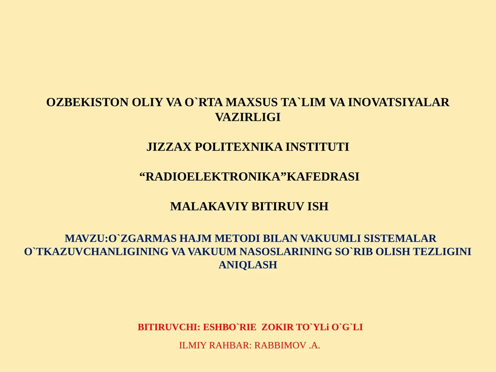 MALAKAVIY BITIRUV ISH ZASHITA