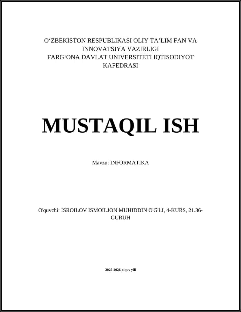 Algoritmlar va Ma'lumot Tuzilmalari