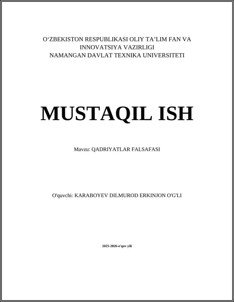 QADRIYATLAR FALSAFASI