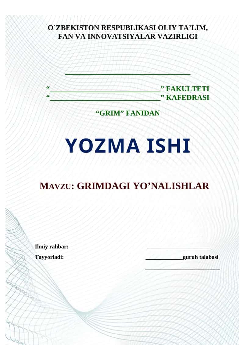GRIMDAGI YO’NALISHLAR