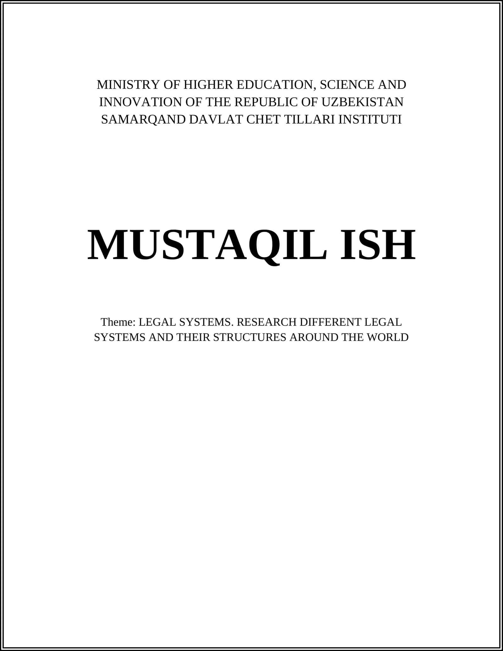 LEGAL SYSTEMS RESEARCH