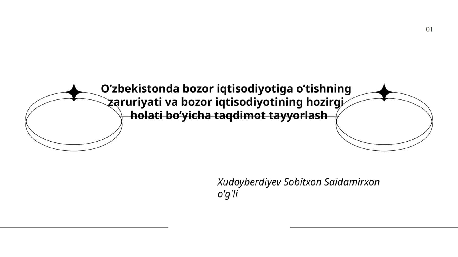 O’zbekistonda bozor iqtisodiyotiga o’tishning zaruriyati va bozor iqtisodiyotining hozirgi holati bo’yicha taqdimot tayyorlash