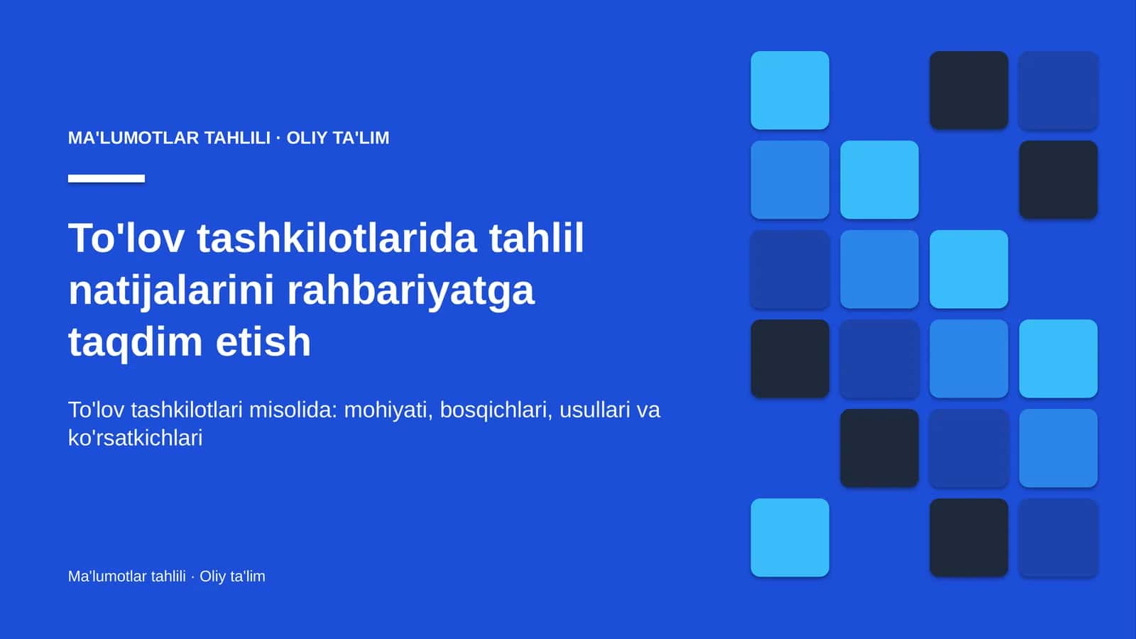 To'lov tashkilotlarida tahlil natijalarini rahbariyatga taqdim etish
