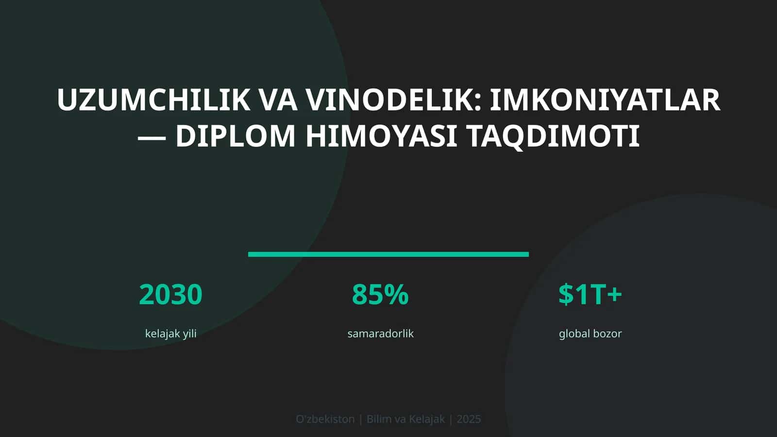 Uzumchilik va vinodelik: imkoniyatlar — diplom himoyasi taqdimoti
