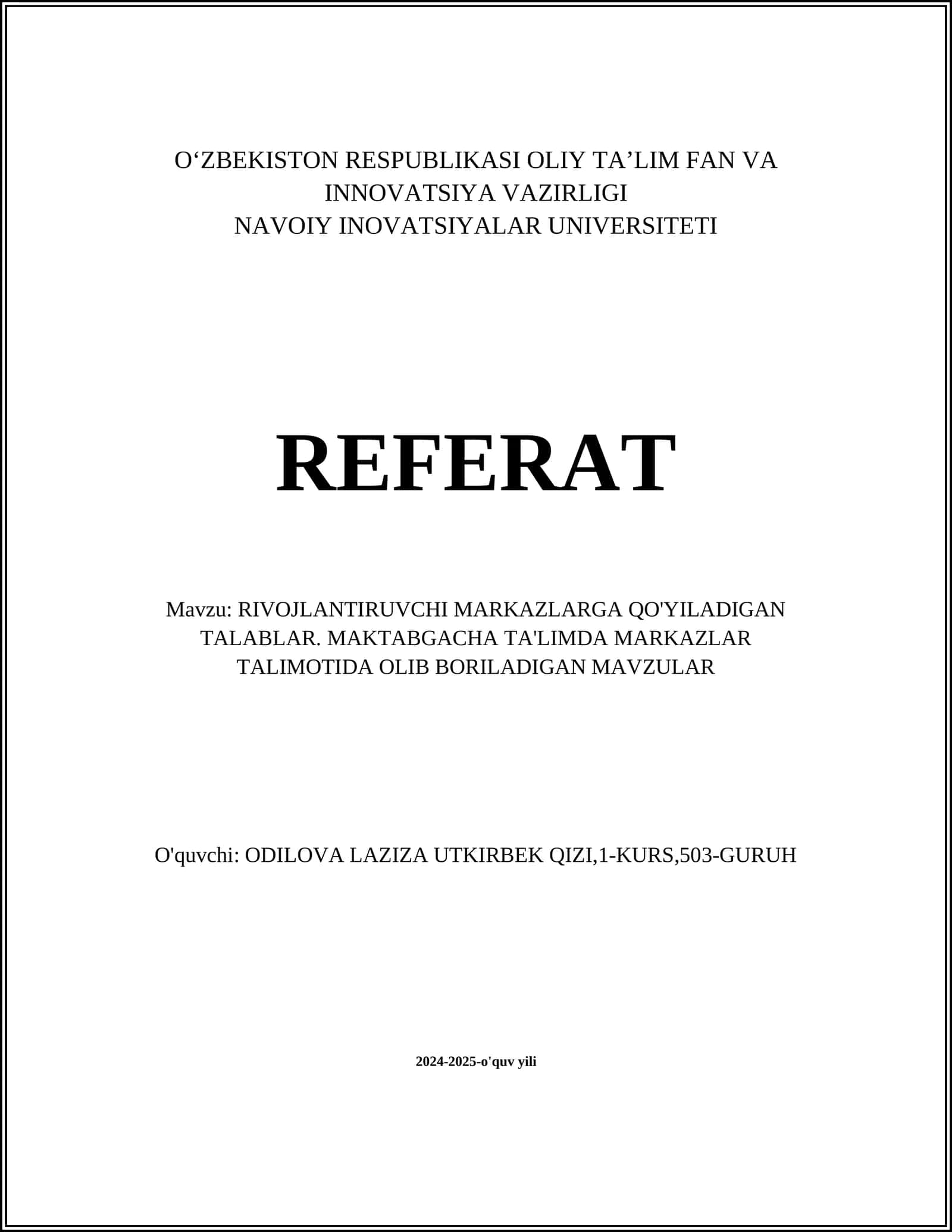 Boshlang'ich rivojlanish markazlari (BRM)