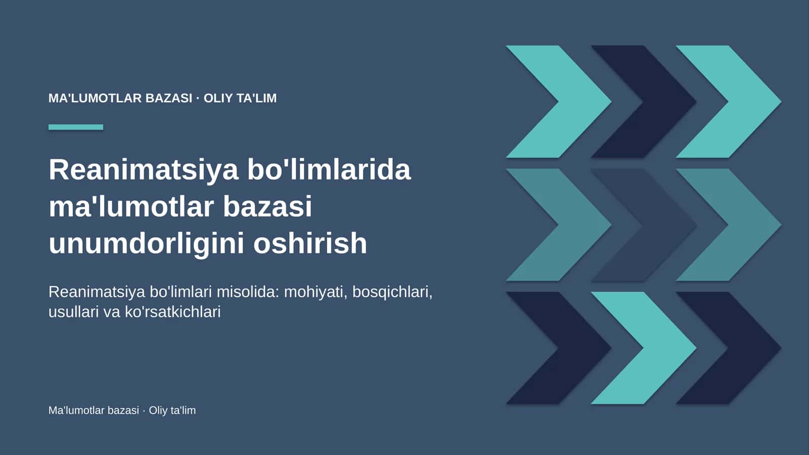 reanimatsiya bo'limlarida ma'lumotlar bazasi unumdorligini oshirish 4418