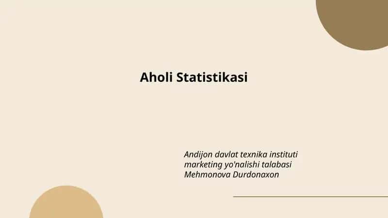 Aholi Statistikasi