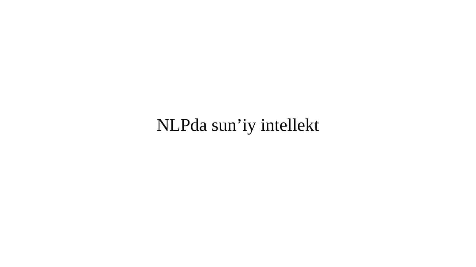 NLPda sun'iy intellekt