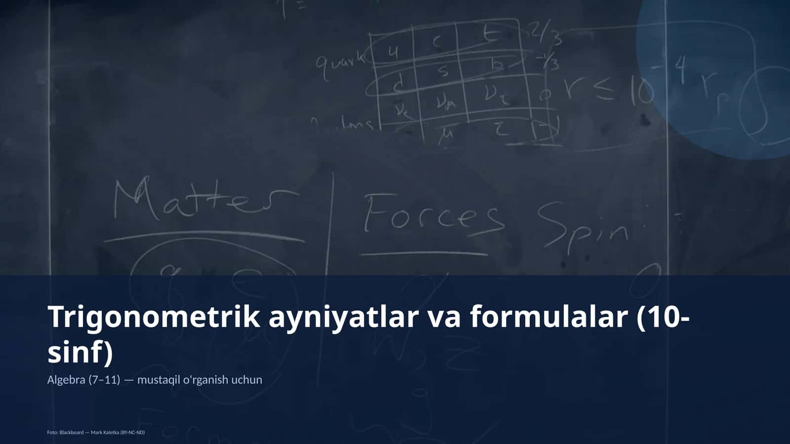 Trigonometrik ayniyatlar va formulalar (10-sinf)
