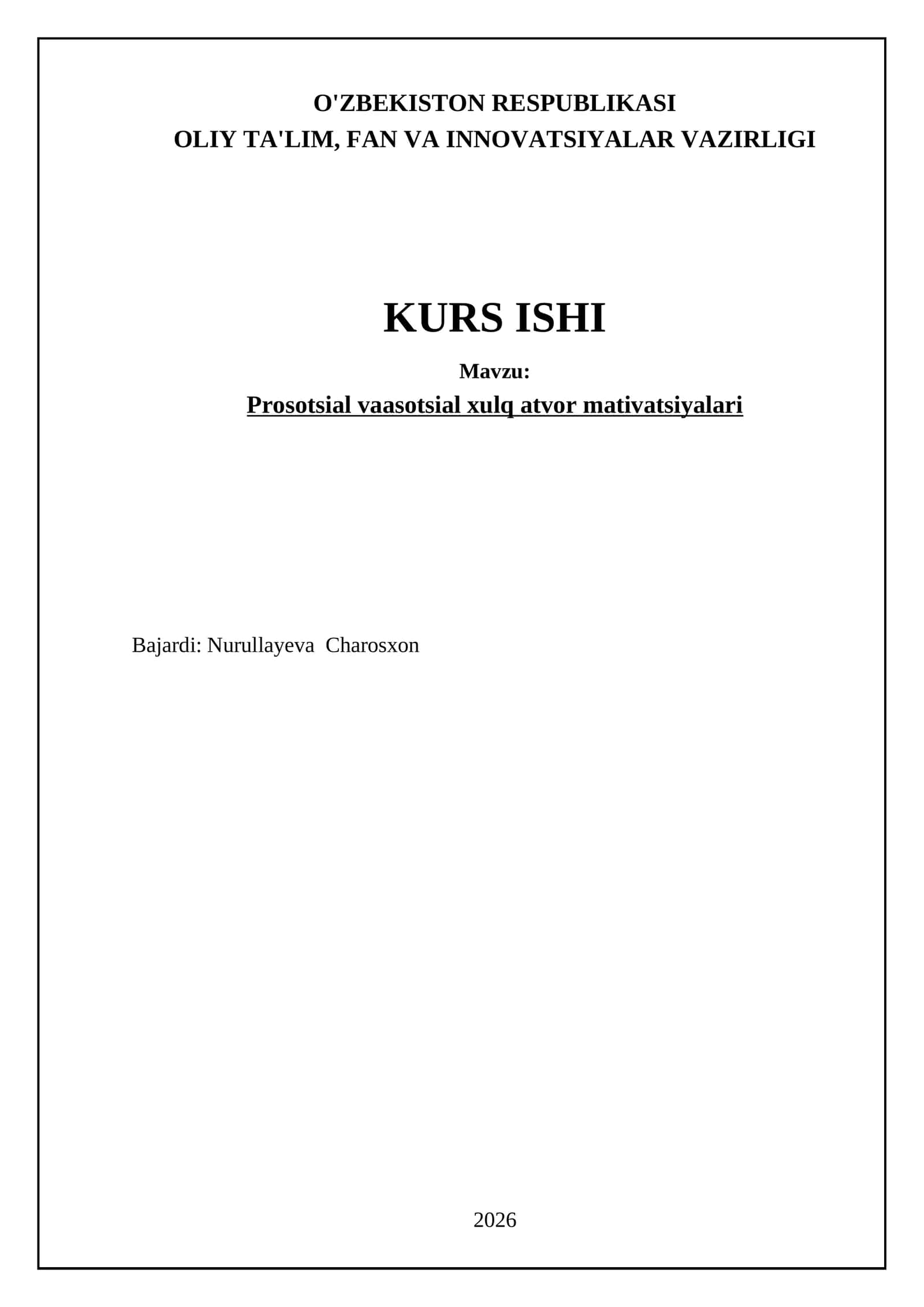 Prosotsial vaasotsial xulq atvor mativatsiyalari