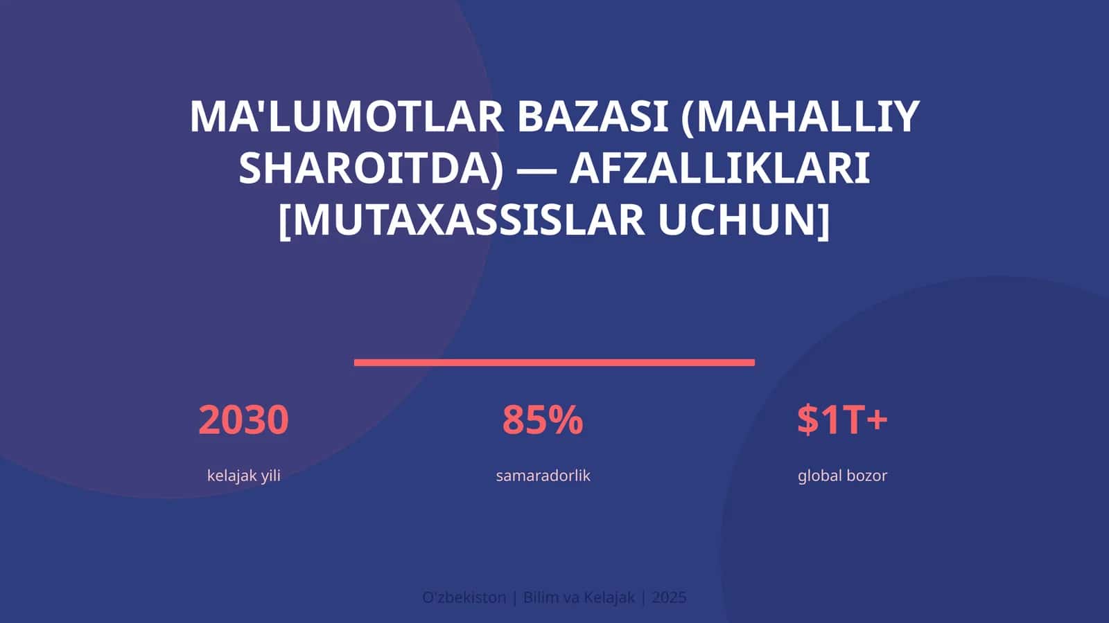 Ma'lumotlar bazasi (mahalliy sharoitda) — afzalliklari [mutaxassislar uchun]