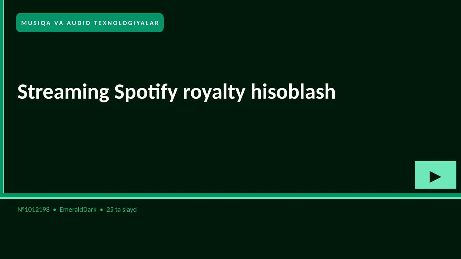 Streaming Spotify royalty hisoblash