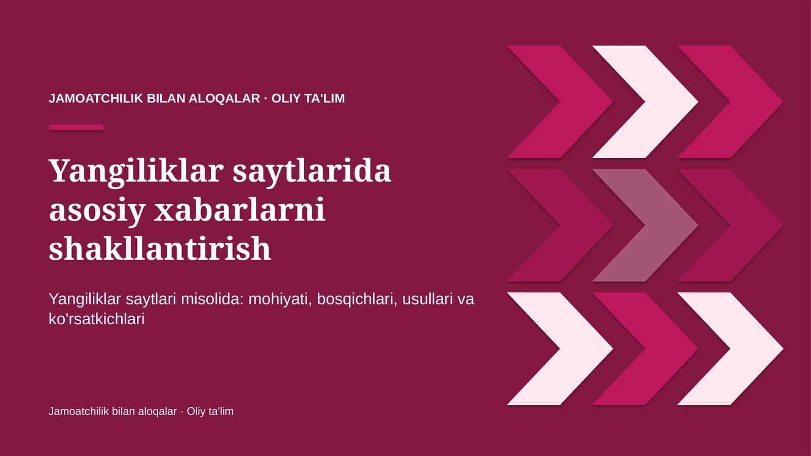 Yangiliklar saytlarida asosiy xabarlarni shakllantirish