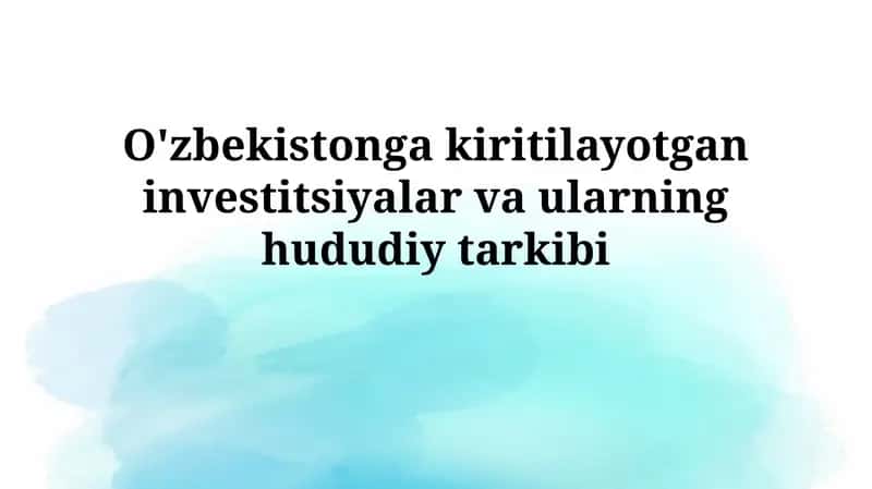 Investitsiyalar va ularninghududiytarkibi