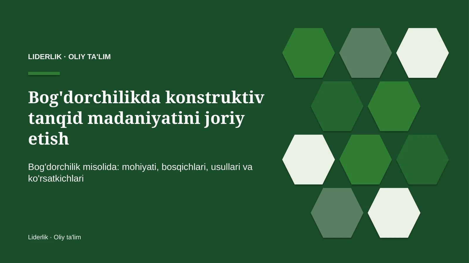Konstruktiv tanqid madaniyatini joriy etish: mohiyati