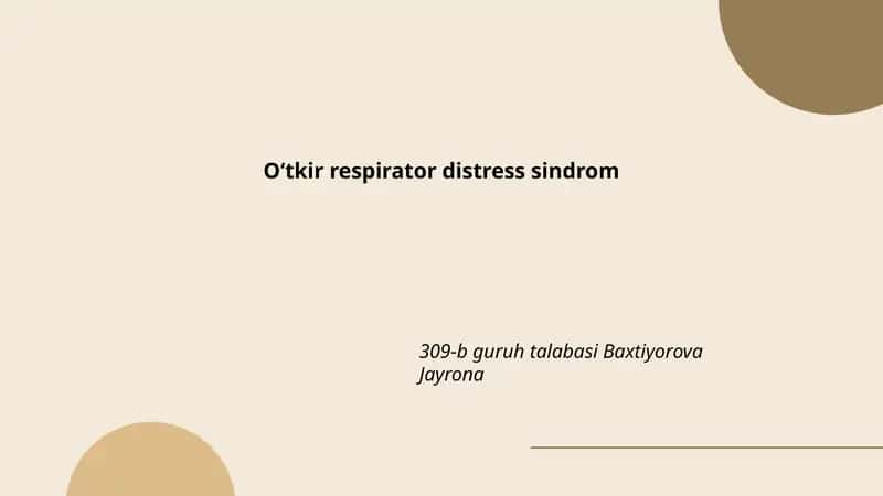 Oʻtkir respirator distress sindrom