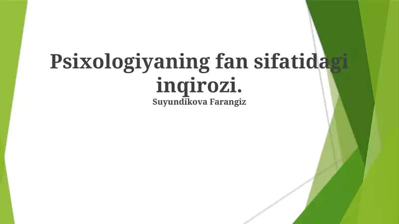 Psixologiyaning fan sifatidagi inqirozi