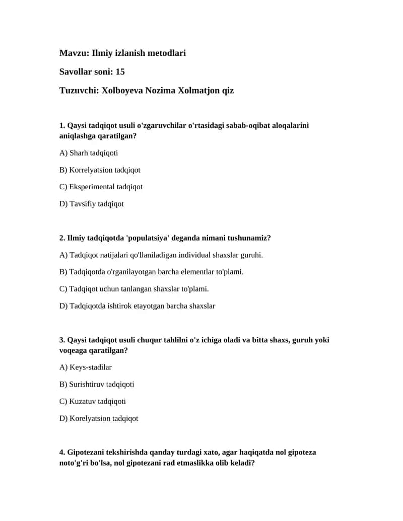 Ilmiy izlanish metodlari