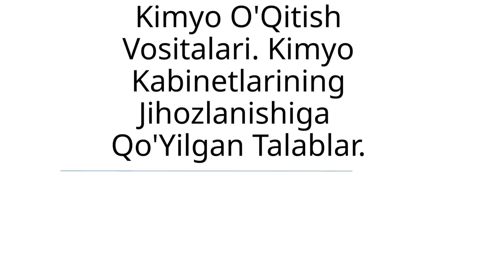 Kimyo O'Qitish Vositalari