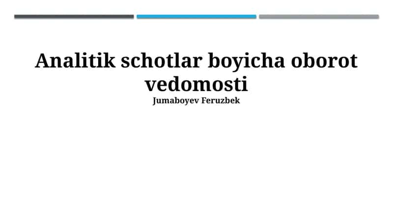 Tahliliy Hisobotlar Bo'yicha Aylanma Davlat Bayonoti