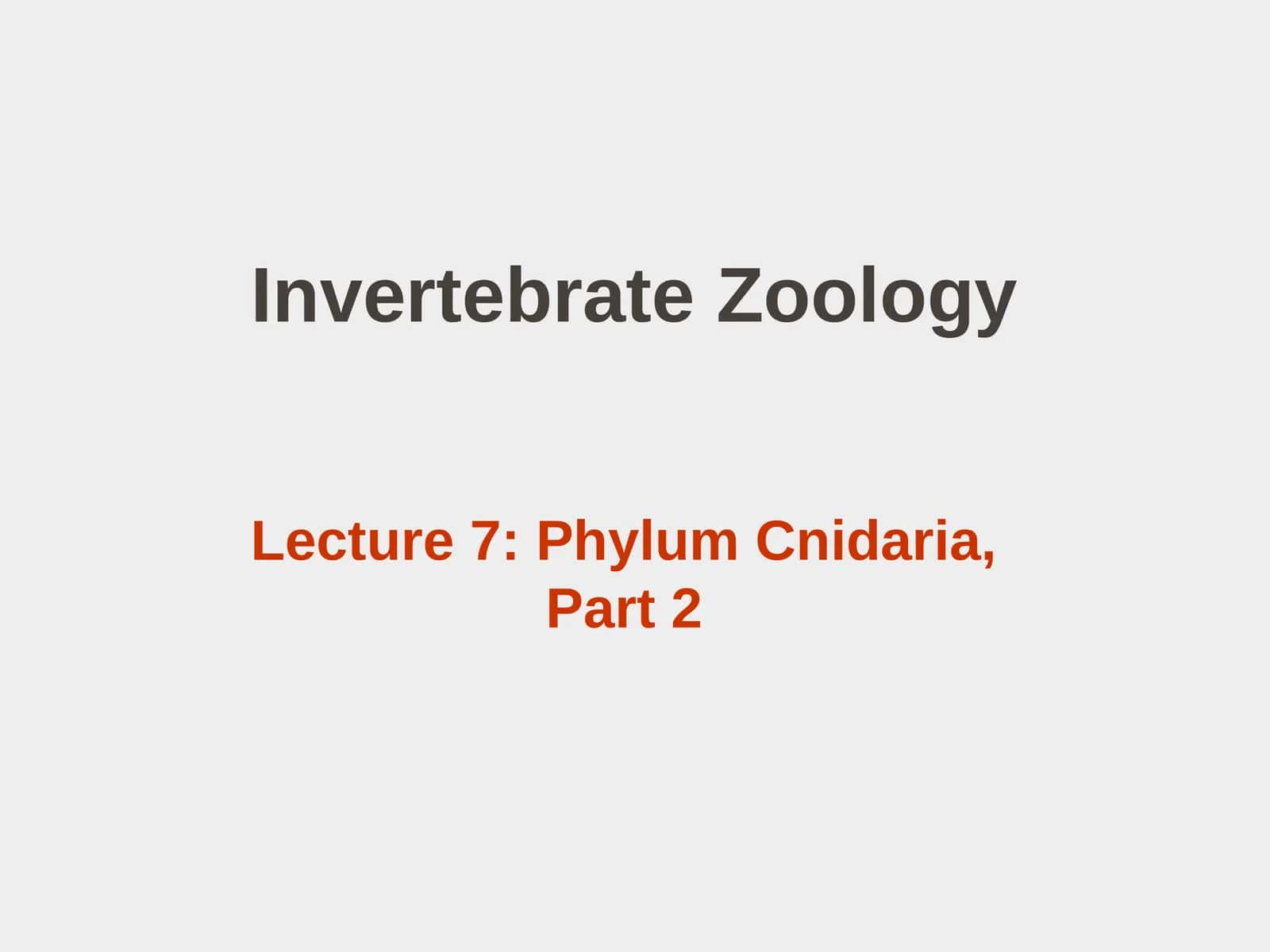 Class Hydrozoa Lecture on Phylum Cnidaria