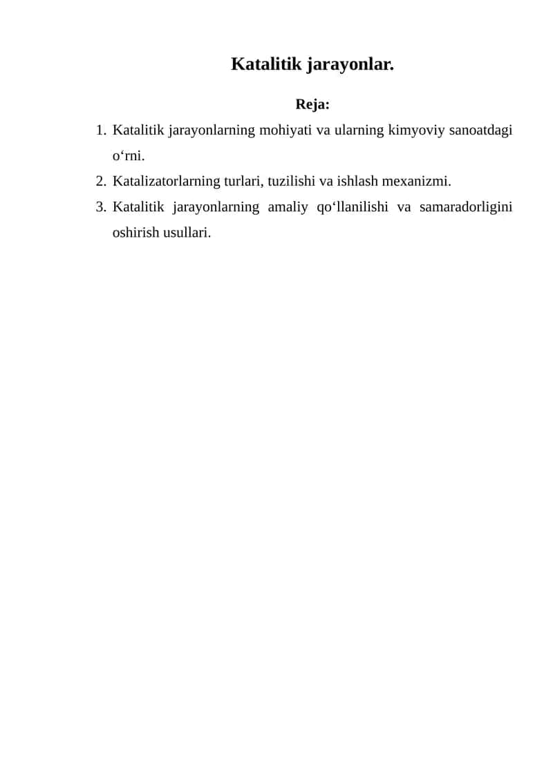 Katalitik jarayonlar