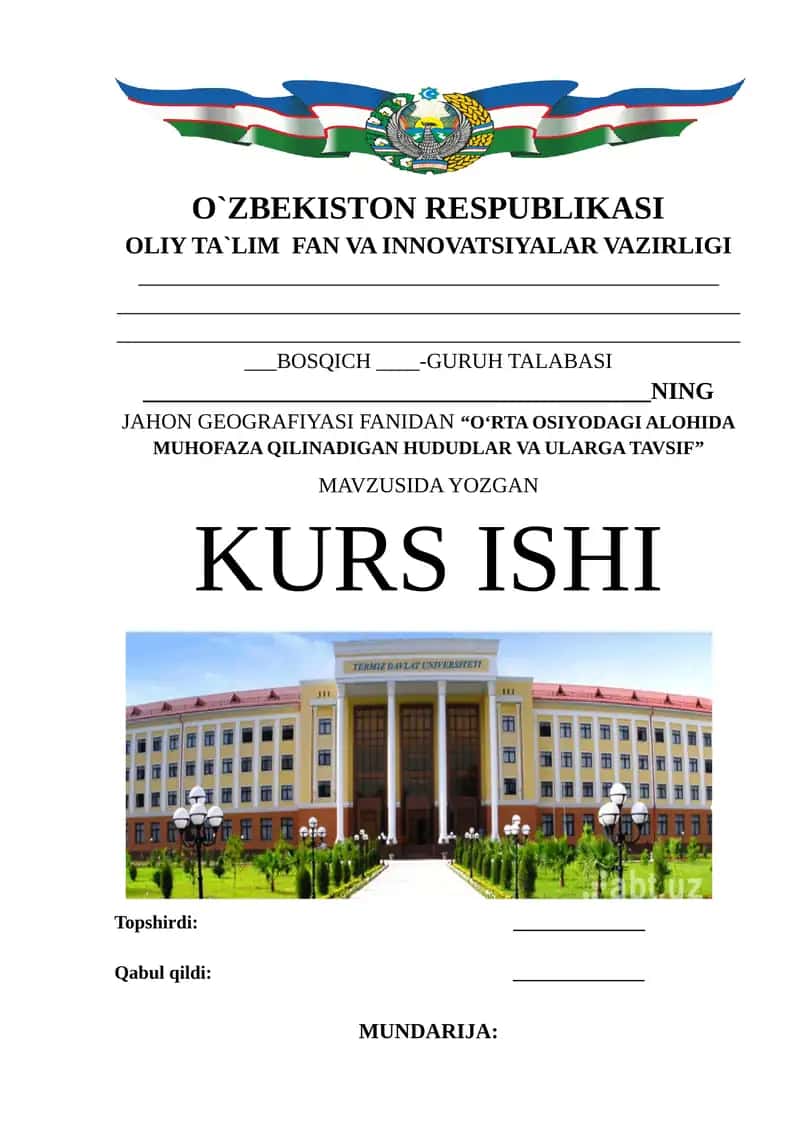 O‘rta Osiyodagi alohida muhofaza qilinadigan hududlar va ularga tavsif