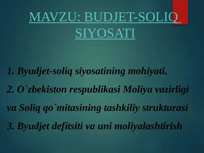 Byudjet-soliqsiyosatining mohiyati