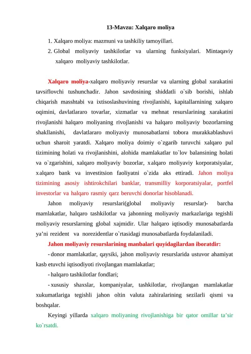 Хalqarо mоliya