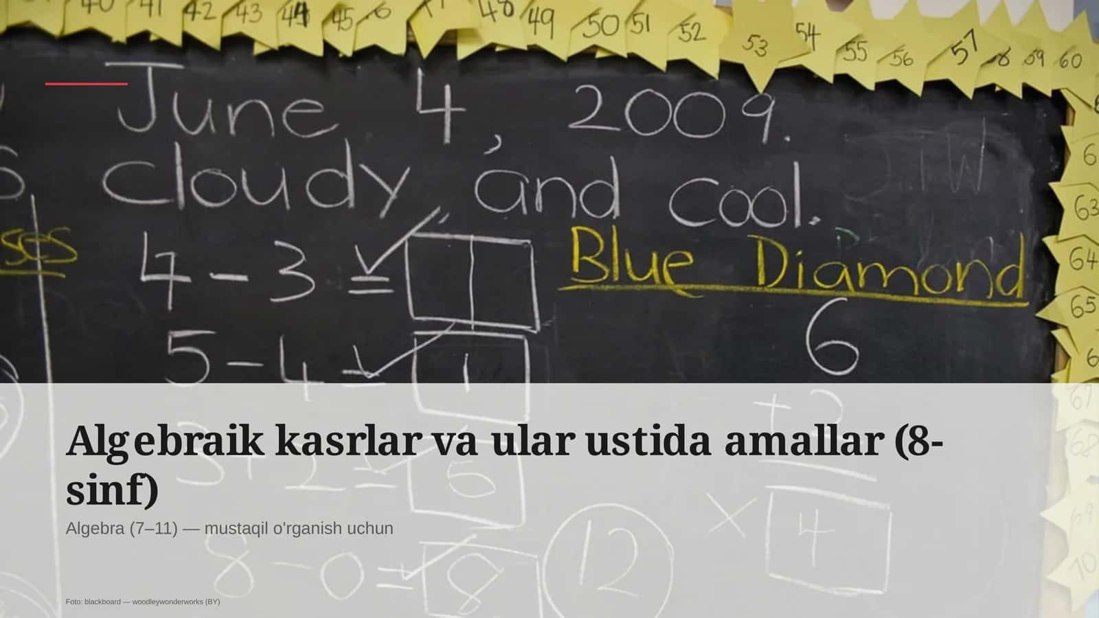 Algebraik kasrlar va ular ustida amallar (8-sinf)