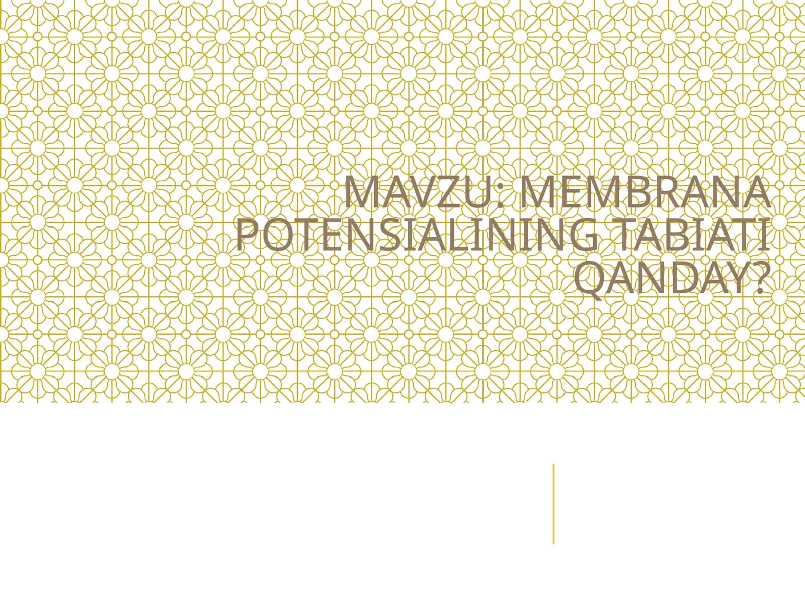 MEMBRANA POTENSIALINING TABIATI QANDAY?