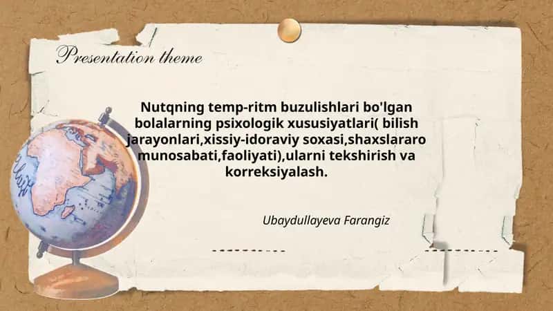 Nutqning temp-ritm buzulishlari bo'lgan bolalarning psixologik xususiyatlari