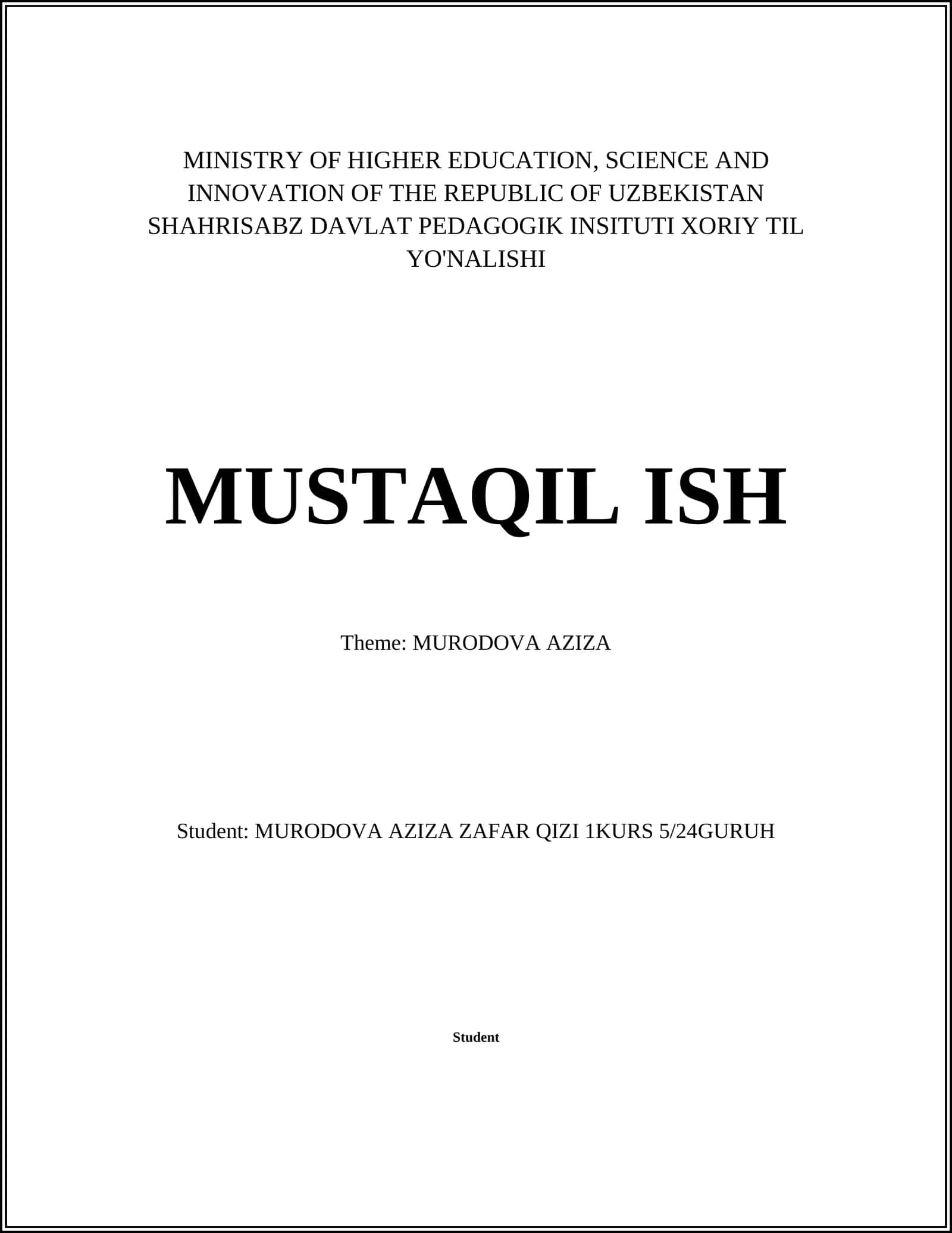 Murodova Aziza Biography