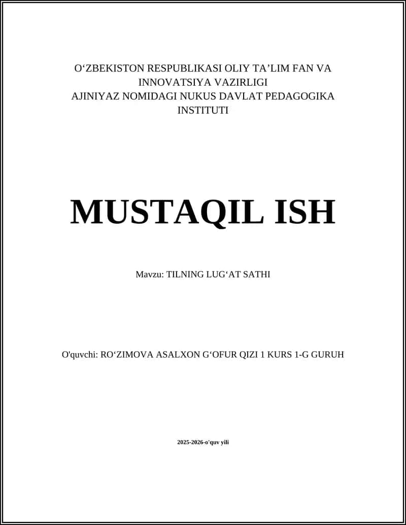 TILNING LUGʻAT SATHI