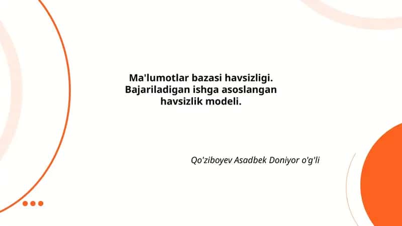 Ma'lumotlar bazasi havsizligi