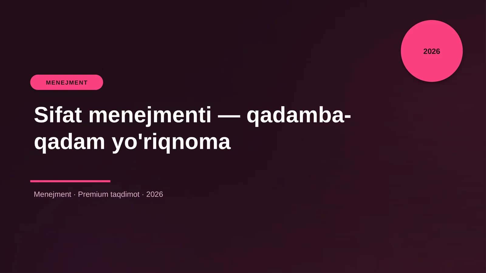 Sifat menejmenti — qadamba-qadam yo'riqnoma